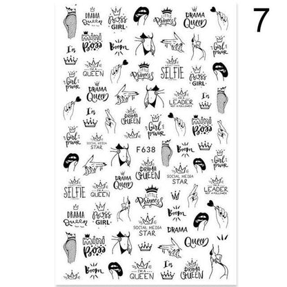 3D Nail Sticker Russian English Letter Sticker For Nails Foil Love Heart Design Accessories Fashion Manicures Sticker Decoration  Nail Art Stickers Water Transfer Nail Decals Full Wraps Gradient Acrylic Nail Kits for Women Manicure Decoration