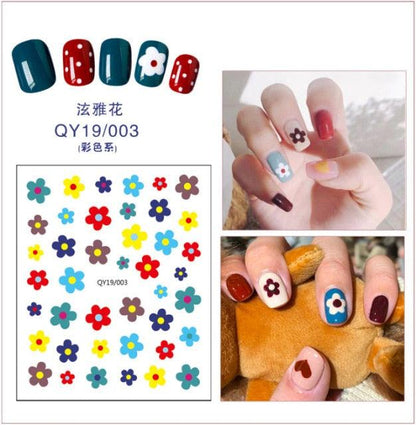 Cartoon Characters Plants Animals Forest Flowers Small Fresh Flowers 3D Nail Stickers Hyuna Style Nail Patch Waterproof Self Adhesive Nail Decals for Nail Art Decoration Including Hearts Stars Letters Bowknot Leaves Flowers Plants Fruits Butterflies