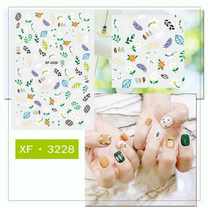 Cartoon Characters Plants Animals Forest Flowers Small Fresh Flowers 3D Nail Stickers Hyuna Style Nail Patch Waterproof Self Adhesive Nail Decals for Nail Art Decoration Including Hearts Stars Letters Bowknot Leaves Flowers Plants Fruits Butterflies