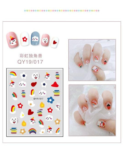Cartoon Characters Plants Animals Forest Flowers Small Fresh Flowers 3D Nail Stickers Hyuna Style Nail Patch Waterproof Self Adhesive Nail Decals for Nail Art Decoration Including Hearts Stars Letters Bowknot Leaves Flowers Plants Fruits Butterflies
