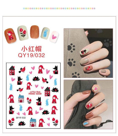 Cartoon Characters Plants Animals Forest Flowers Small Fresh Flowers 3D Nail Stickers Hyuna Style Nail Patch Waterproof Self Adhesive Nail Decals for Nail Art Decoration Including Hearts Stars Letters Bowknot Leaves Flowers Plants Fruits Butterflies