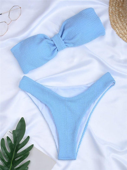 Women One-Shoulder Bikini Swimsuit Women Push Up Swimwear Women's Bathing Suit Comfortable Bikini Ribbed Two Piece Swimsuit Bikini Set Summer Bathing Suit Beach Wear Swimming Suit
