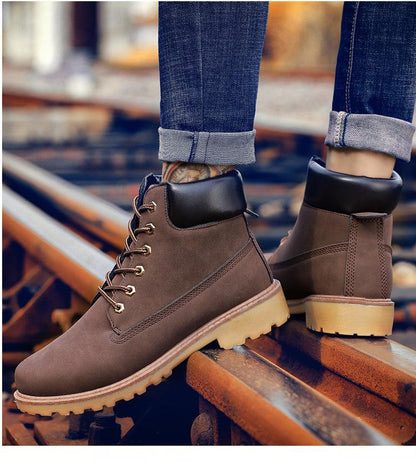 Winter Luxury Shoes Mens Flat Heel Boots Fashion Warm Ankle Boots Outdoor Warm Non Slip Fur Lined Ankle Boots Leather Winter Walking Shoes For Mens