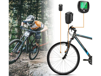 Bike Computer Wireless Waterproof Bicycle Computer 16 Functions Speed Cycle Speedometer Waterproof Wireless Bicycle Bike Computer And Cycling Odometer With Multi-Function LCD Backlight Display