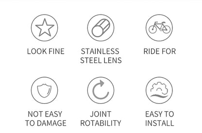 Bike Wide Range Back Sight Reflector Bike Mirror Bicycle Handlebar Rear View Mirror Bike Rear view Mirror Left With Light Reflector Safer No-Shock Bicycle Mirror Rearview Mirror Universal For Bike Bicycle