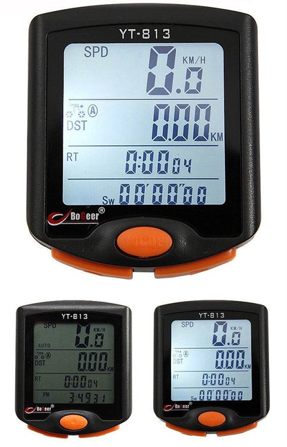 Bike Speed Meter Digital Bike Computer Multifunction Waterproof Sports Sensors Bicycle Computer Speedometer Waterproof 4 Line Display Odometer Cycling Multi Function Design