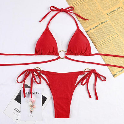 Bikinis Micro Adjustable Swimwear Women Summer Bikini Set Modern Colorful Print Beach Wear Women's Comfortable Swimsuit Knotted String Triangle Bikini Tie Side High Cut Bikini Set