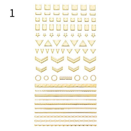 Black White 3D Nail Stickers Metal Gold Silver Geometric Tassel Strip Line Adhesive Transfer Decals Nail Art Design  Gold Silver Metal Nail Sticker  Metallic Curve Strip Line Nail Decal Self-Adhesive 3D Wave Design Nail Tips Decorations Manicure for Women