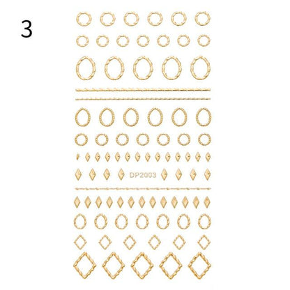 Black White 3D Nail Stickers Metal Gold Silver Geometric Tassel Strip Line Adhesive Transfer Decals Nail Art Design  Gold Silver Metal Nail Sticker  Metallic Curve Strip Line Nail Decal Self-Adhesive 3D Wave Design Nail Tips Decorations Manicure for Women