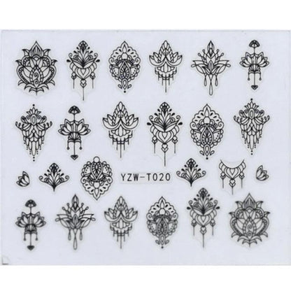 Nail Stickers for Manicure Nail Sticker Sliders For Nails Decal Self-adhesive Nails Figures Transfer Black Accessories Sliders Manicure Decoration 3D Nail Supplies Holographic Decals Transfer Sliders Nail Design Manicures Nail Self-Adhesive Sticker