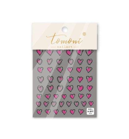 Bubble Cute Black Red Hearts Nail Stickers Nail Art Decorations Nail Decals Design Self-Adhesive 3D Wave Design Decoration for Women Girls Adhesive Striping Tape Nail Art Stickers