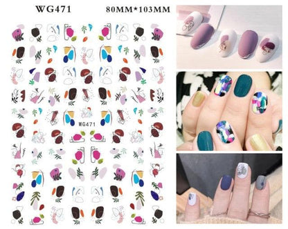 Leaf With Lines Nails Sticker Designer Fruit Nail Art 3D Decals Acrylic Designs Self Adhesive Manicure Slider Stickers Glitter Decals Love Nail Sequins Laser Heart Nail Supplies Sparkle Nail Accessories Star Accessories Heart Nail Art