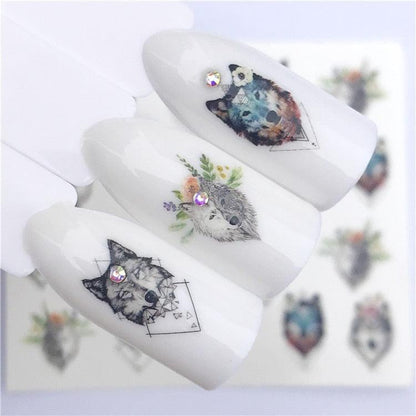 Fox Wolf Animal 3D Embossed Nail Sticker Flower Adhesive Manicure Slider Nail Art Tips Decorations Decals Manicure Design Golden Firework Star Accessories Heart Nail Art Stickers Glitter Decals Love Nail Sequins Laser Heart Nail