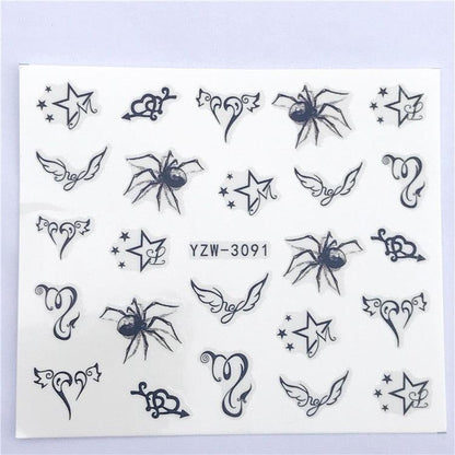 Fox Wolf Animal 3D Embossed Nail Sticker Flower Adhesive Manicure Slider Nail Art Tips Decorations Decals Manicure Design Golden Firework Star Accessories Heart Nail Art Stickers Glitter Decals Love Nail Sequins Laser Heart Nail