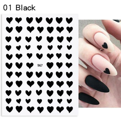 Rose Gold Star 3D Nail Stickers Silver Black White Star Heart Transfer Stickers for Nails DIY Decals Manicures Decoration Tips Nail Art Decals Water Transfer Nail Decals Sticker For Pretty Girl Self-Adhesive Nail Decals Designer Nail Stickers for Acrylic