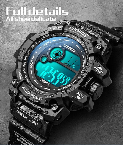 Fashion Luminous Children Watches For Boys Waterproof Electronic Silicone Strap Watch Fashion Sport Led Digital Wrist Watch Kids Sports Watch Waterproof Boys Multi-Function Digital Wristwatch