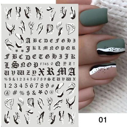 Flowers Leaves Line 3D Nail Stickers Autumn Winter Fall Leaf Design Transfer Sliders Abstract Waves Nail Art Decals Manicures  Decal Self-Adhesive 3D Wave Design Decoration for Women Girls Tape Nail Art Stickers Decal Decoration