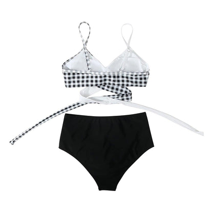 Modern Floral Bikini 2 Pieces Flower Print Bikini Set Women Crisscross High Waist String 2 Piece Bathing Suits High Waist Women's Swimsuit Shorts Solid Bikini Floral Summer Bikini Set