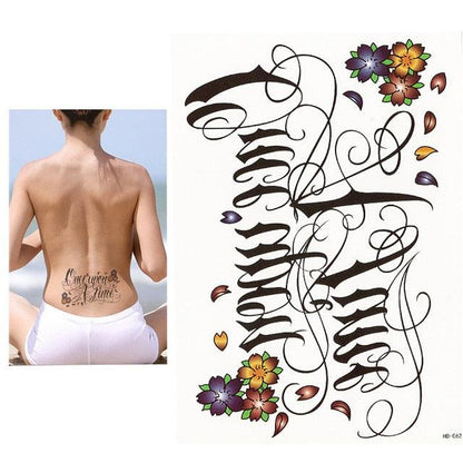 Elegant Temporary Waterproof Tattoos Big Tribal Sticker Black Large Body Art Makeup Fake Tattoo For Mens Womens