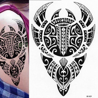 Elegant Temporary Waterproof Tattoos Big Tribal Sticker Black Large Body Art Makeup Fake Tattoo For Mens Womens