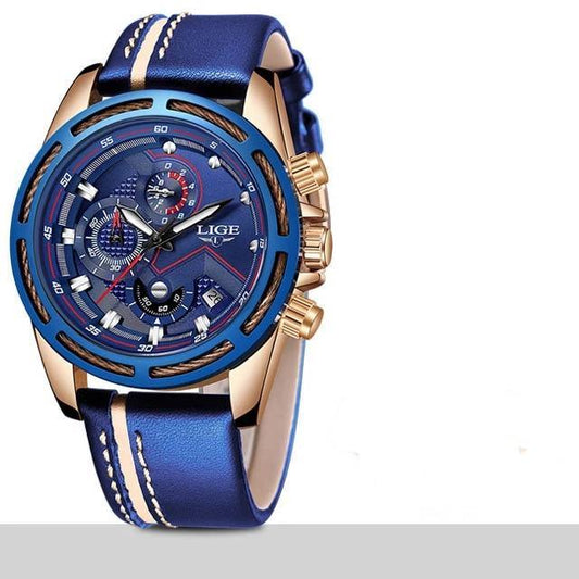 Waterproof Men's Sports Watch With Leather Transparent Belts, Chronometers Day View Perfect Gift