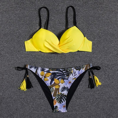 Push Up Bikinis 2022 New Swimwear Women's Bikini Swimsuits Floral Printed Bathing Suits for Women 2 Piece Bikini Women Floral Print Bikini Sets Swimsuit Beach Wear Bathing Suit Female  Two Pieces