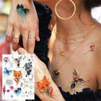 Realistic Black Temporary Small Big Tattoos Space Planets Animals Tatoos Waterproof  Face Hands Tattoos For Girls Mens