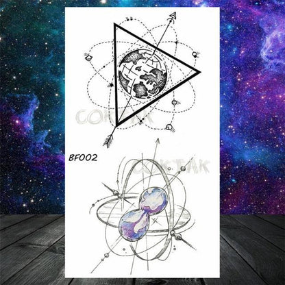 Realistic Small Planets Temporary Tattoos Arm Waterpoof Black Sticker Space Planets For Girls And Boys