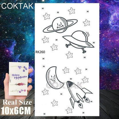 Realistic Small Planets Temporary Tattoos Arm Waterpoof Black Sticker Space Planets For Girls And Boys