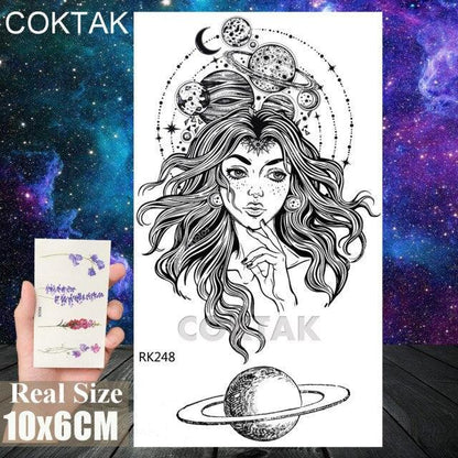 Realistic Small Planets Temporary Tattoos Arm Waterpoof Black Sticker Space Planets For Girls And Boys