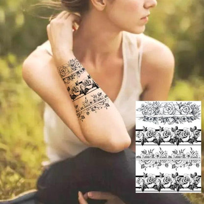 Realistic Tattoos Temporary Womens Flower Sticker Tattoos Waterproof Women Body Art Fake Legs Tattoo Stickers
