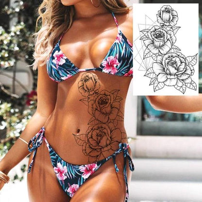 Realistic Tattoos Temporary Womens Flower Sticker Tattoos Waterproof Women Body Art Fake Legs Tattoo Stickers