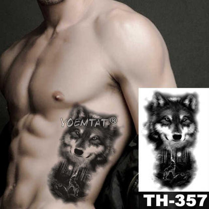 Realistic Temporary Lion Wolf Sticker Tattoo Waterproof  Elegant Body Arm Warrior Tattoo For Mens