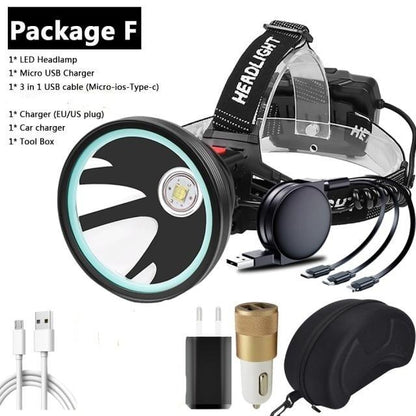 Rechargeable Adjustable Headlamp, Zoom/Waterproof LED White Yellow Color High Lumen Headlamp Flashlight Torch Power Bank For Adult Outdoor Camping Fishing Adventures