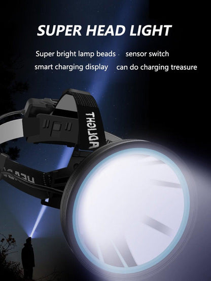 Rechargeable Adjustable Headlamp, Zoom/Waterproof LED White Yellow Color High Lumen Headlamp Flashlight Torch Power Bank For Adult Outdoor Camping Fishing Adventures