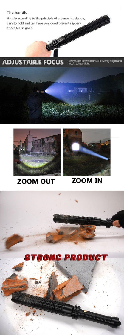 Rechargeable Adjustable LED Flashlights High Lumen Super Bright Handheld Waterproof Zoomable Portable Flashlight For Outdoor Baseball Bat Hiking CampingSelf Defense
