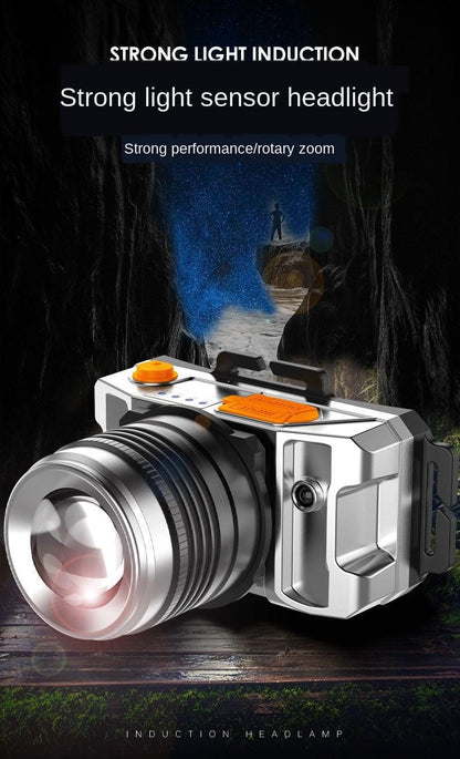 Rechargeable Adjustable LED Headlight Strong Light Zoomable Long-distance Waterproof Super Bright Head-mounted Led Headlamp For Hiking Night Fishing Outdoor Miner's Lamp