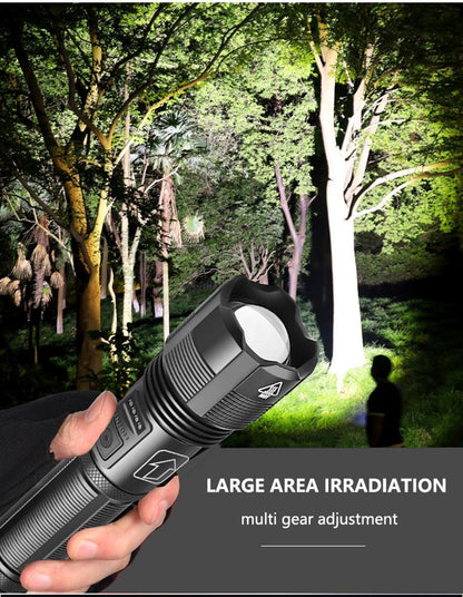 Rechargeable Tactical Flashlight USB LED High Quality Zoomable Torchlight High Lumen Super Bright Flashlight Waterproof Flashlight For Outdoor  Best Camping Hiking Riding Flashlight