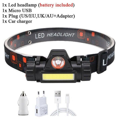 Rechargeable Waterproof Powerful LED Headlamp Portable Mini Built-in 18650 Battery Flashlight For  Portable Head Lamp Flashlight, Outdoor Lightweight Durable Headlight For Outdoor Running Camping Reading Fishing  Walking Jogging Headlight