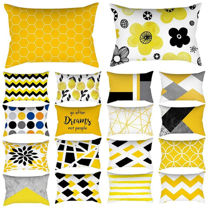 Rectangle Yellow Pillow Case Sofa Car Seat Cushion Cover Home Textile Modern Decorative Geometric Outdoor Pillow Cushion Covers Case For Couch Living Room Fashion Pillowcase 30x50CM