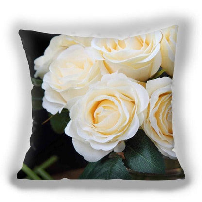 Red Flower Cushion Pillow Covers Love Pillow Covers Decorative Linen Square Couple Cushion Cases Home Decor Polyester Throw Pillow Case Super Soft Short Plush Cushion Cover Festive Home Decorative Cushions 45X45CM