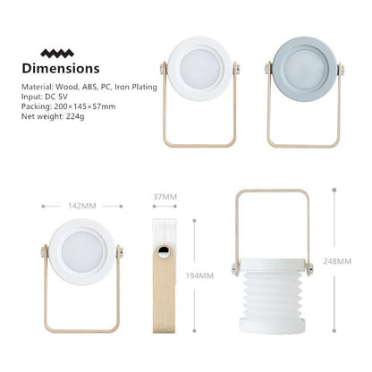 Retractable Bedroom Bedside Reading Light Folding Led Desk Lamp Wooden Handle Portable Lantern Light For Camping Emergency Lamps Decorative Table Lamp Cute Study Lamps for Bedroom Décor