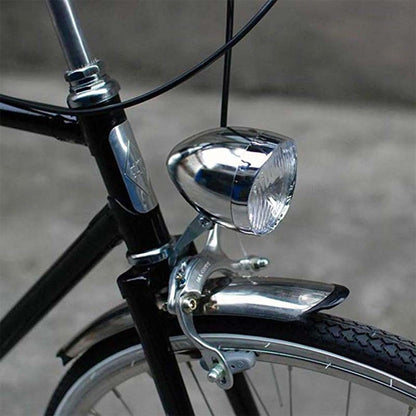 Retro Bicycle Retro Headlight Waterproof Perspective Strong Body Warning Safety Headlight Classical Cool Silver/Black Cycling Bicycle Headlight Retro Front Vintage Bike Light Night Riding Safety Head Lamp