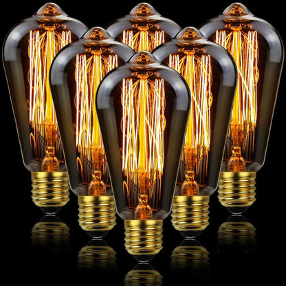 Retro Edison Light Bulb Filament Incandescent Ampoule Bulbs Antique Vintage Style Light Amber Warm Dimmable Vintage Edison Light Bulb For Table Lamp Restaurant Home Office