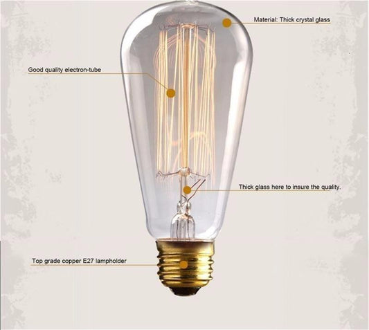 Retro lamp st64 vintage edison bulb e27 incandescent bulb 110v 220v light bulb 40w 60w filament lamp lampada for home decoration Vintage Incandescent 60W Edison Light Bulbs