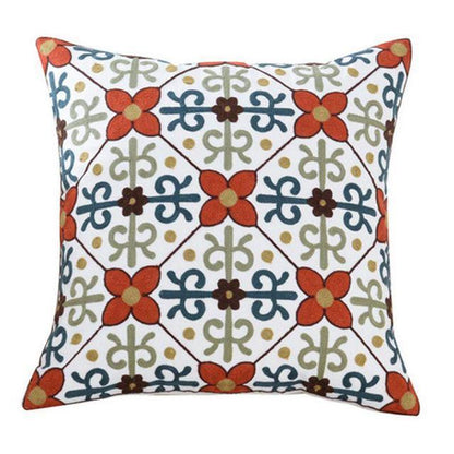 100% Cotton Embroidery Flower Pattern Pillow Cover Home Decoration Sofa Cushion Cover Housewarming Gift Pillow Case Decorative Embroidered Pillow Cover Handmade Cotton Cover For Throw Pillows Beautiful Modern Floral Patterns 45x45cm