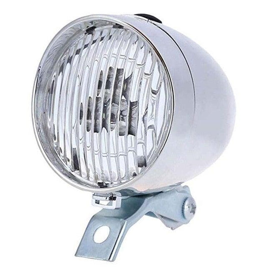 Retro Vintage Bicycle LED Front Light Headlight Safety Warning Night Light Bike Decoration Black Silver Bicycle Bike Front Light Lamp Headlight Vintage Flashlight Headlamp