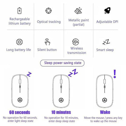 Retro Wireless Mouse RGB Rechargeable Mouse Wireless Computer Mute Mouse Portable Mobile Optical Office Mouse with USB LED Backlit Gaming Office Mouse Laptop