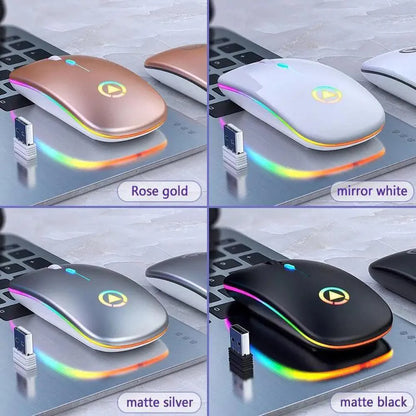 Retro Wireless Mouse RGB Rechargeable Mouse Wireless Computer Mute Mouse Portable Mobile Optical Office Mouse with USB LED Backlit Gaming Office Mouse Laptop