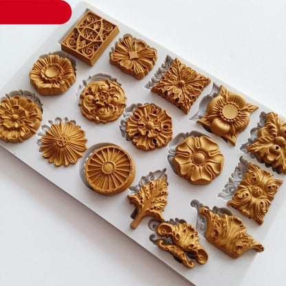 Reusable Retro Silicone Fondant Chocolate Aroma Stone Ornaments Resin Sugarcraft Mold For Pastry Cup Cake Decorating Crystal Stones Silicone Mold For Kitchen